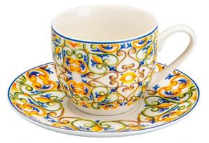 Sada 6 kusů šálků s podšálky na kávu 90ml Medicea I. BRANDANI (barva - keramika,žlutá,modrá,bílá)