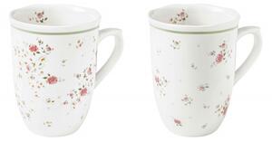 Sada 2 porcelánových hrnků 350ml Nonna Rosa BRANDANI (barva - porcelán, bílá/růžová, květy)