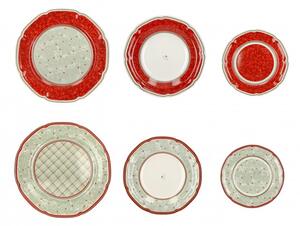 Vánoční jídelní 18-ti dílná sada talířů Connubio BRANDANI (barva - porcelán, šedá/červená)
