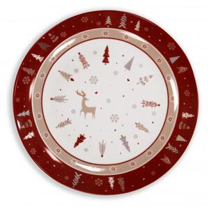 Porcelánový tác 30,5cm Fiocco di Neve BRANDANI (barva - porcelán, bílá/červená)