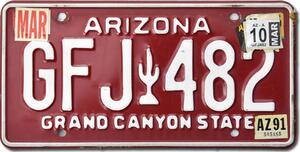 Americká SPZ Arizona Red Cactus GFJ 482