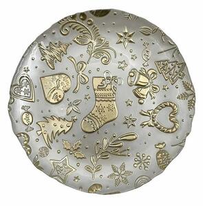 Vánoční skleněný talíř/tác na cukroví 21 cm, set 2ks Christmas BRANDANI (barva - bílá, zlatá, sklo)