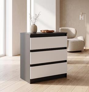 Moderní komoda se 3 zásuvkami | Bílá pídavná skíka | Komoda se zásuvkami 70 x 74,5 x 40 cm | Do lonice, obývacího pokoje a pedsín, antracitová / bílá