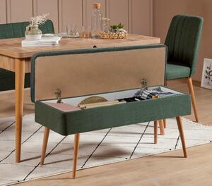 Rozkládací jídelní stůl se 2 židlemi a lavicí Vlasta (borovice antlantic + zelená). 1073059