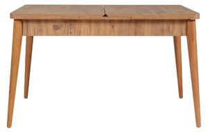 Rozkládací jídelní stůl se 2 židlemi a lavicí Vlasta (borovice antlantic + šedá). 1073063