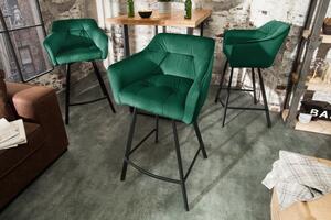 FurniGO Barová židle Loft samet zelená