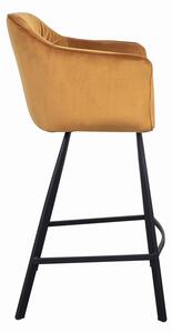 Designová barová židle s područkami Giuliana 100 cm hořčičný samet