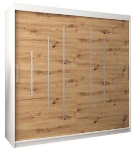 Šatní skříň s posuvnými dveřmi YORK - 200x200cm -Bílá-Dub Artisan-