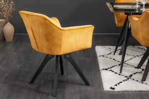 Designová otočná židle Giuliana hořčičný samet - Skladem