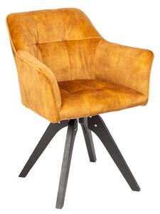 Designová otočná židle Giuliana hořčičný samet - Skladem