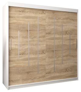 Šatní skříň s posuvnými dveřmi YORK - 200x200cm -Bílá-Dub Sonoma-