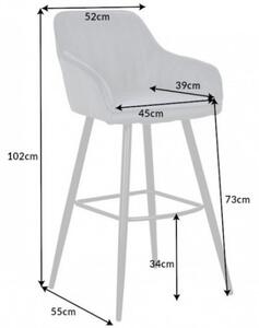 Barová židle TURIN stříbrnošedá samet Nábytek | Jídelní prostory | Barové židle