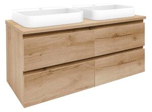 Koupelnová skříňka s umyvadlem a krycí deskou SAT B-Way 119x50x45 cm dub medový mat BWAY2120OAKDESKU