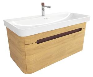 Koupelnová skříňka s umyvadlem SAT Fusion 97,5x43x45 cm dub medový mat SATFUSION100DMUBA