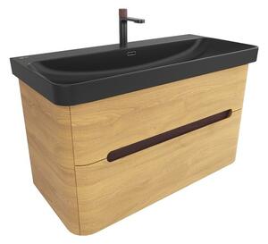 Koupelnová skříňka s umyvadlem SAT Fusion 97,5x53x45 cm dub medový mat SATFUS2100DMBKMB