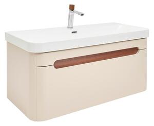 Koupelnová skříňka s umyvadlem a baterií SAT Fusion 97,5x43x45 cm pískově béžová mat SATFUSION100BEUBA