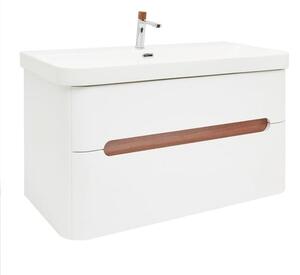 Koupelnová skříňka s umyvadlem a baterií SAT Fusion 97,5x53x45 cm bílá matná mat SATFUSION2100WMWBA