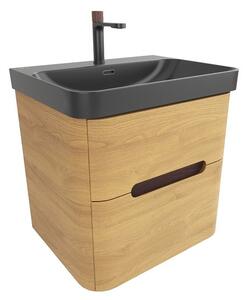 Koupelnová skříňka s umyvadlem SAT Fusion 57,5x53x45 cm dub medový mat SATFUSION260DMBKMB