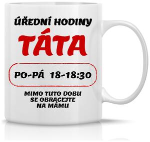 ÚŘEDNÍ HODINY TÁTA - klasický bílý keramický hrníček 300 ml