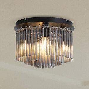 Searchlight Stropní světlo Swizzle, černá/kouřově šedá, Ø 32 cm, sklo/kov, stmívatelný, Hliník / šedá / zinek, Obývací pokoj / jídelna, Sklo