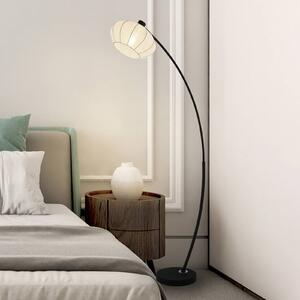 Searchlight Stojací lampa Radiant, černá/bílá, výška 156 cm, kov/látka, Černá, Obývací pokoj / jídelna, kov