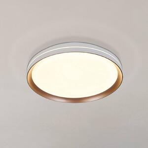 Searchlight LED stropní svítidlo Saucer, bílé/latte, Ø 39 cm, železo/akryl, stmívatelný, Bílá / opál, Obývací pokoj / jídelna, kov, Moderní