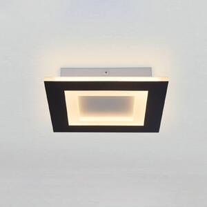 Searchlight LED stropní svítidlo Squary, délka 25 cm, černé/bílé železo,, stmívatelný, Černá, Obývací pokoj / jídelna, kov, Moderní