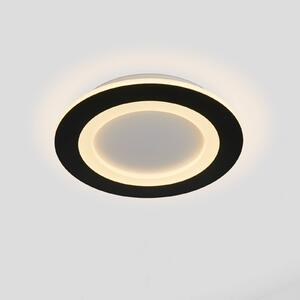 Searchlight LED stropní svítidlo Ringo, Ø 25 cm, černé/bílé, železo/akryl,, stmívatelný, Černá, Obývací pokoj / jídelna, kov, Moderní