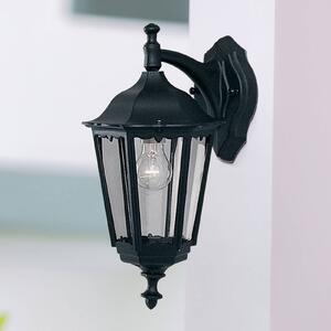 Searchlight Venkovní nástěnné svítidlo Alex, výška 44 cm, černá/čirá, kov/sklo, Černá, Hliník, Starožitný, Lucerna