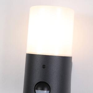 Searchlight Venkovní nástěnné svítidlo Cannes, výška 17 cm, černá/bílá, 1 žárovka, senzor, Černá, Hliník, Moderní