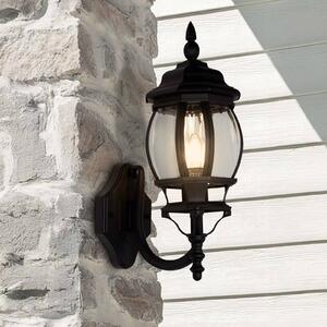 Searchlight Venkovní nástěnné svítidlo Bel Aire, výška 46 cm, černá/čirý kov/sklo, Černá, Hliník, Starožitný, Lucerna