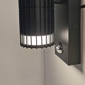Searchlight Venkovní nástěnné svítidlo Detroit, černá, výška 22 cm, senzor, 2 žárovky, Černá, Moderní
