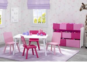 Prckůvsvět dětský stůl se čtyřmi židlemi Bílo-růžový