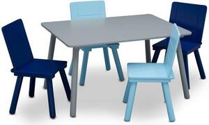 Prckůvsvět dětský stůl se čtyřmi židlemi Šedo-modrý