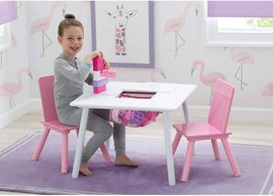 Prckůvsvět dětský stůl s židlemi Bílo-růžový