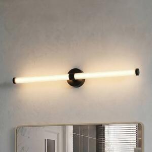 Lucande LED nástěnné světlo Melisa, černé, 90 cm, IP44, Černá, Koupelna, Sklo, Moderní