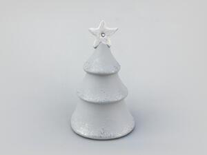 Vánoční zvonek stromeček šedo-stříbrný Keramika Andreas