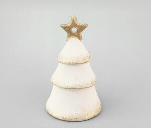 Vánoční zvonek stromeček bílo-zlatý Keramika Andreas