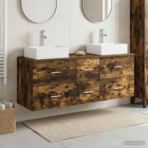 Sada koupelnových skříněk 3 ks Kouřový dub 129 x 41 x 79,5 cm 3405847