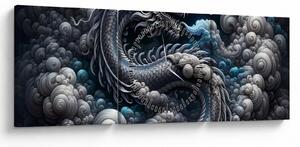 Obraz - Drak v dýmu (s hodinami) (90x30 cm)