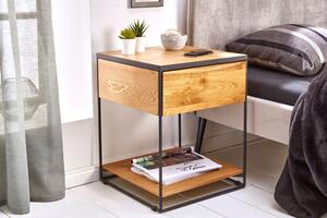 Designový noční stolek Shayla 40 cm divoký dub - Skladem