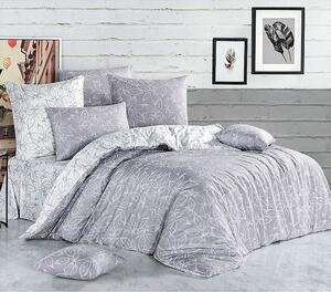 BedTex povlečení bavlna Flores Stříbrné 140x200+70x90 cm