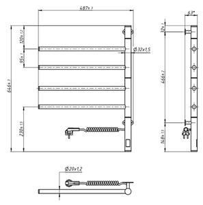 Vertaduro - El. otočný sušák na ručníky s term. ARA 60W/230V 65x49 cm IP44 černá