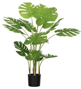 HOMCOM Umělé rostliny, Umělá Monstera Deliciosa, 120 cm umělá rostlina s 15 větvemi, pokojová rostlina, umělý strom, dekorace do interiéru, zelená | A