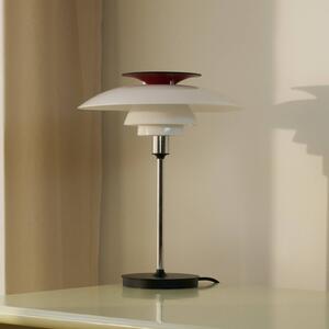 Louis Poulsen stolní lampa PH80, bílá/červená/chrom, výška 40 cm, Hliník / šedá / zinek, Obývací pokoj / jídelna, Hliník, Skandinávský