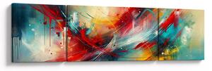 Obraz - Abstrakce s červenou (170x50 cm)