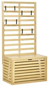 Úložná Bedna Outsunny, Úložný Box s Trellisem, Bedna na Polštáře s Policemi, Zahradní Box, Bedna na Polštáře, Masivní Dřevo, Přírodní, 80 x 45 x 160 c