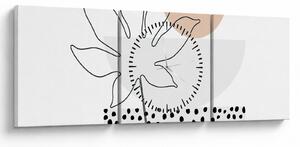 Obraz - Line art květiny N⁰3 (s hodinami) (90x30 cm)