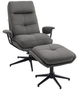 HOMCOM Relaxační Křeslo s Podnožkou, TV Křeslo se Sukem, TV Křeslo s Funkcí Polohování do Obývacího Pokoje, Ložnice, Nosnost do 150 kg, Polyester, Oce