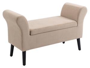 HOMCOM Čalouněná lavička s úložným prostorem a podložkou pro předsíň a ložnici, sametová polyester 111,5 x 41 x 65 cm béžová | Aosom